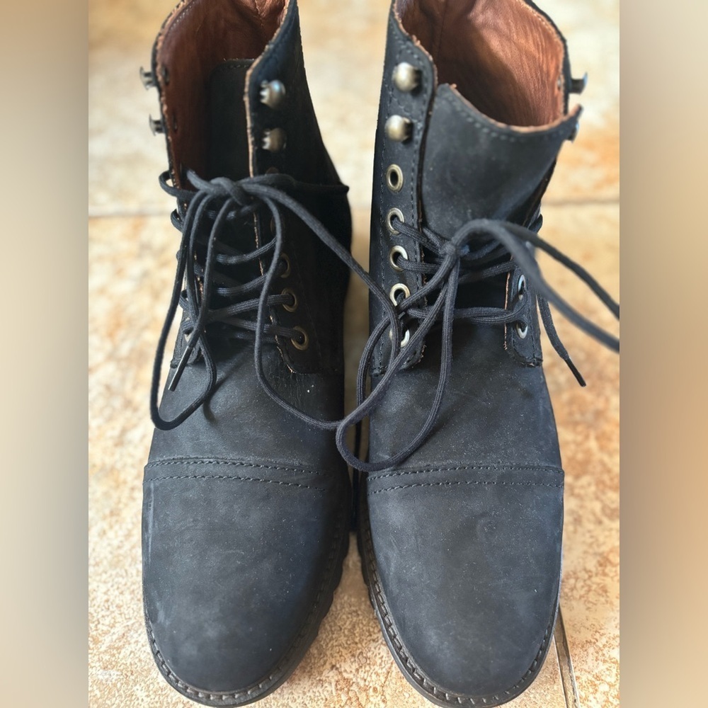 Patina Black Lace-Up women’s combat Boots